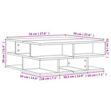 Tavolino da Salotto Rovere Fumo 70x70x29 cm Legno Multistrato