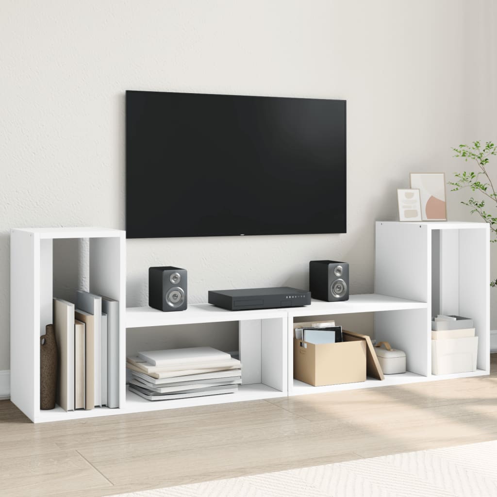 Mobili TV a Parete 2pz Bianchi 75x30x50 cm in Legno Multistrato