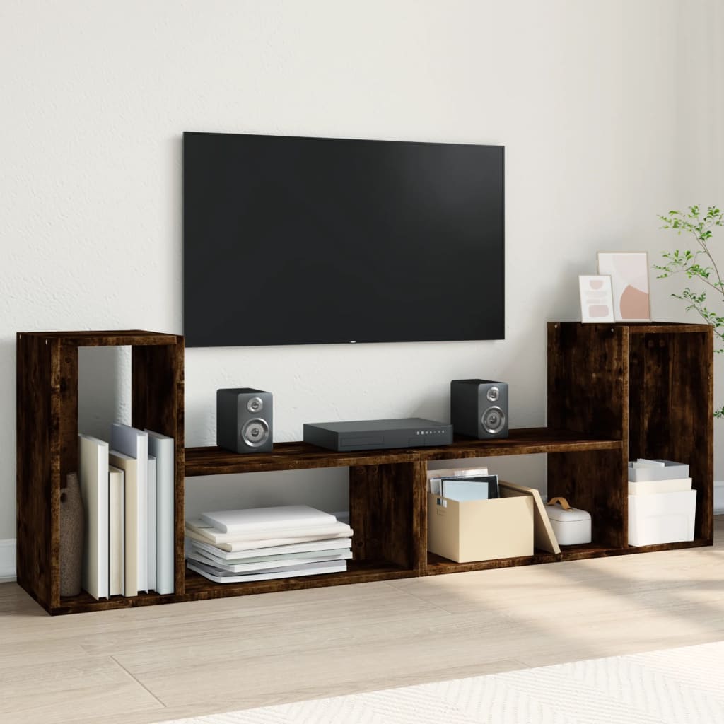 Mobili TV 2 pz Rovere Fumo 75x30x50 cm in Legno Multistrato