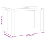 Tavolo da Pranzo Panama 117x60x75 cm Legno Massello Pino