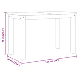 Tavolo da Pranzo Panama Grigio 117x60x75 cm Legno Massello Pino