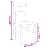 Sedie da Pranzo 2 pz 40x46x99 cm Legno Massello di Pino