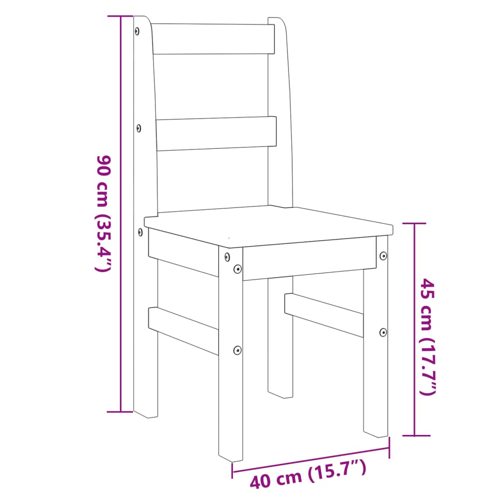 Sedie da Pranzo 2 pz Panama 40x46x90 cm in Legno Massello di Pino