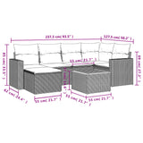 Set Divani da Giardino 7 pz con Cuscini Grigio in Polyrattan