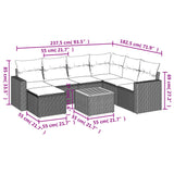 Set Divano da Giardino 8 pz con Cuscini Grigio in Polyrattan