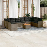 Set Divani da Giardino 11 pz con Cuscini in Polyrattan Grigio