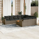 Set Divani da Giardino 11 pz con Cuscini in Polyrattan Grigio