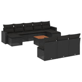 Set Divani da Giardino 11 pz con Cuscini in Polyrattan Nero