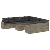 Set Divani da Giardino 12 pz con Cuscini Grigio in Polyrattan