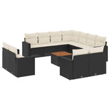 Set Divani da Giardino 12 pz con Cuscini Nero in Polyrattan