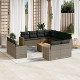 Set Divani da Giardino 12 pz con Cuscini Grigio in Polyrattan