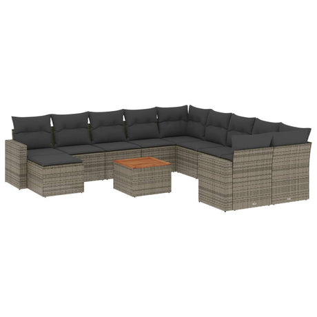 Set Divani da Giardino 12 pz con Cuscini Grigio in Polyrattan