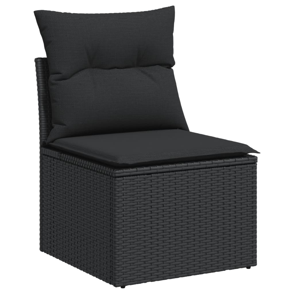 Set Divani da Giardino 4 pz con Cuscini Nero in Polyrattan