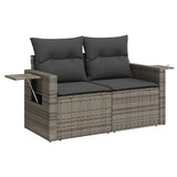 Set Divani da Giardino 4 pz con Cuscini in Polyrattan Grigio