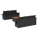 Set Divani da Giardino con Cuscini 7pz Nero Polyrattan