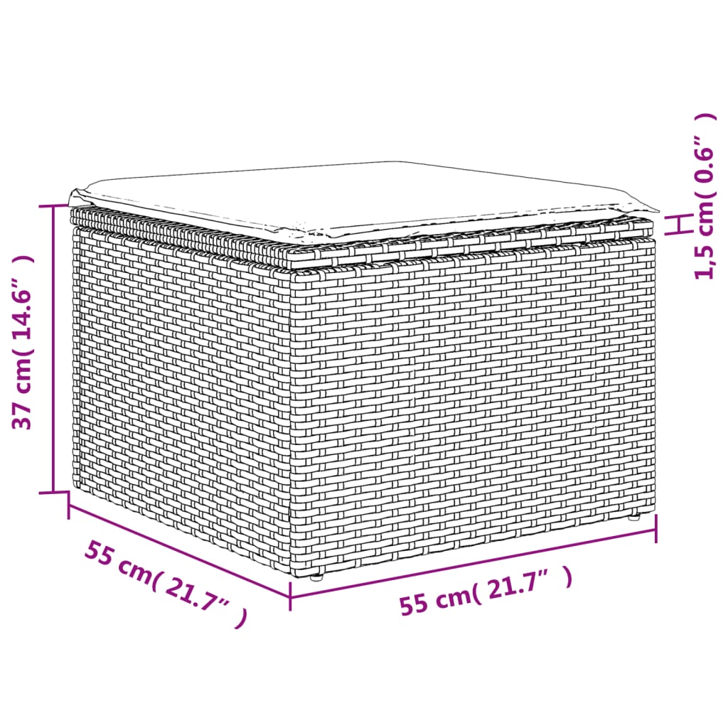 Set Divani da Giardino 7 pz con Cuscini Grigio in Polyrattan