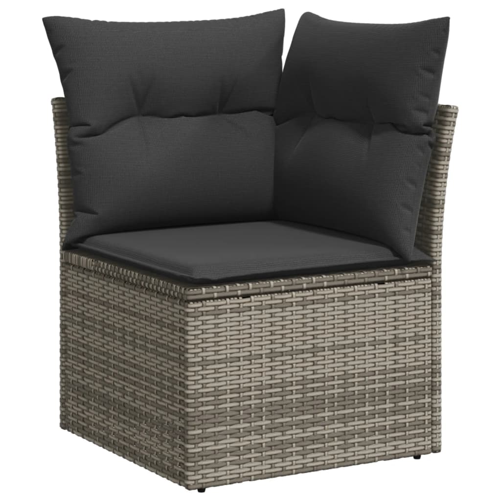 Set Divano da Giardino 9 pz con Cuscini Grigio in Polyrattan