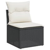 Set Divani da Giardino 9 pz con Cuscini Nero in Polyrattan