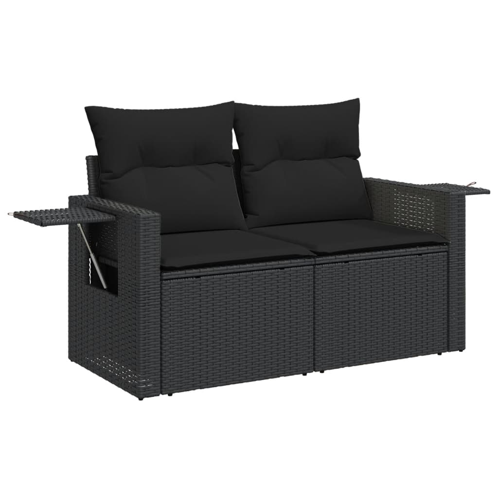 Set Divani da Giardino 5 pz con Cuscini in Polyrattan Nero