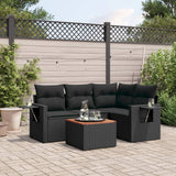 Set Divani da Giardino 5 pz con Cuscini in Polyrattan Nero