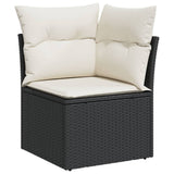 Set Divani da Giardino 5 pz con Cuscini in Polyrattan Nero