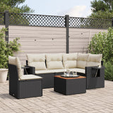 Set Divano da Giardino 6 pz con Cuscini Nero in Polyrattan