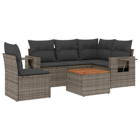 Set Divano da Giardino 6 pz con Cuscini Grigio in Polyrattan