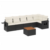 Set Divani da Giardino con Cuscini 7pz Nero Polyrattan