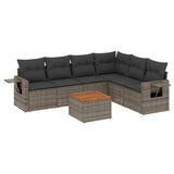 Set Divani da Giardino 7 pz con Cuscini Grigio in Polyrattan