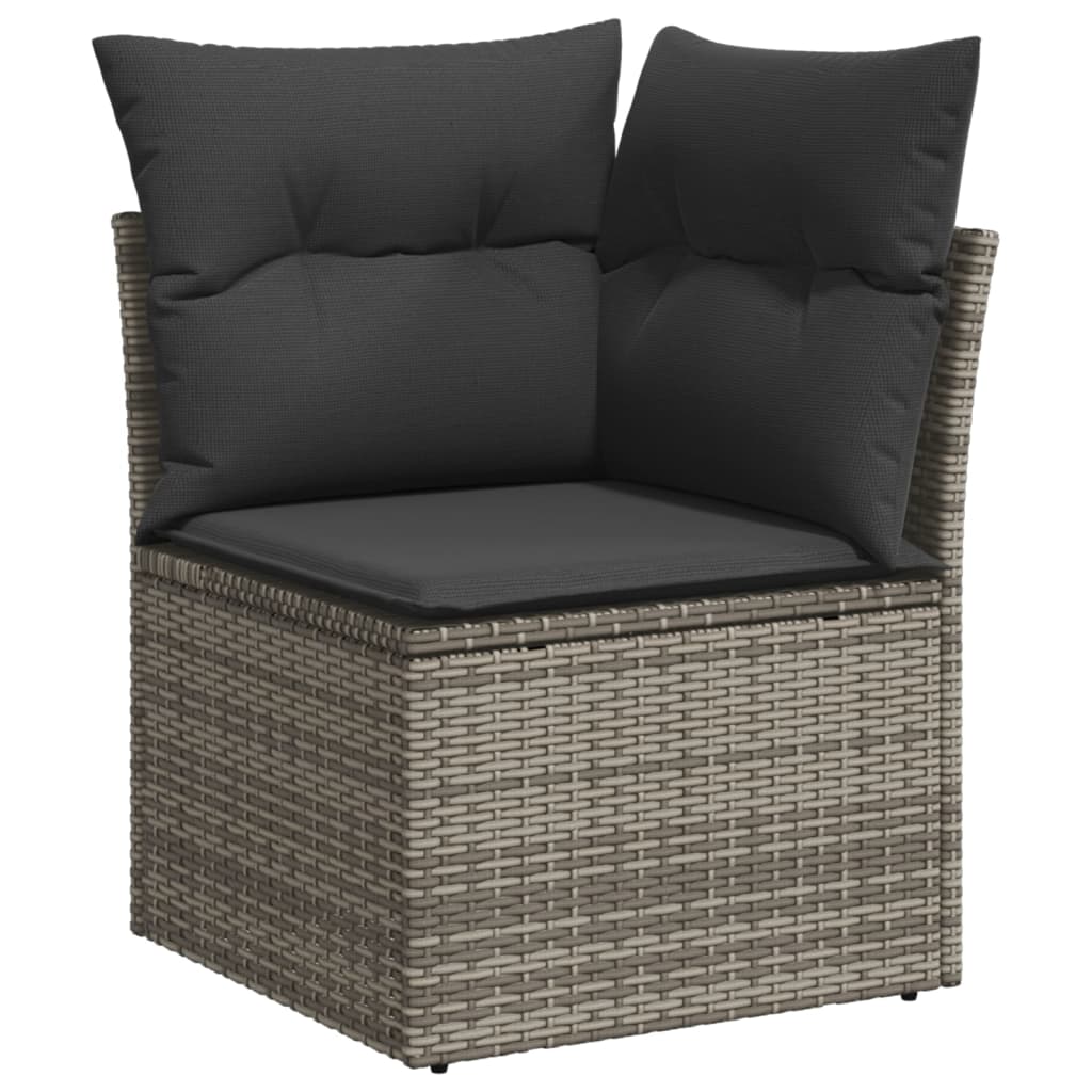 Set Divano da Giardino 9 pz con Cuscini Grigio in Polyrattan