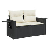 Set Divani da Giardino 10pz con Cuscini in Polyrattan Nero