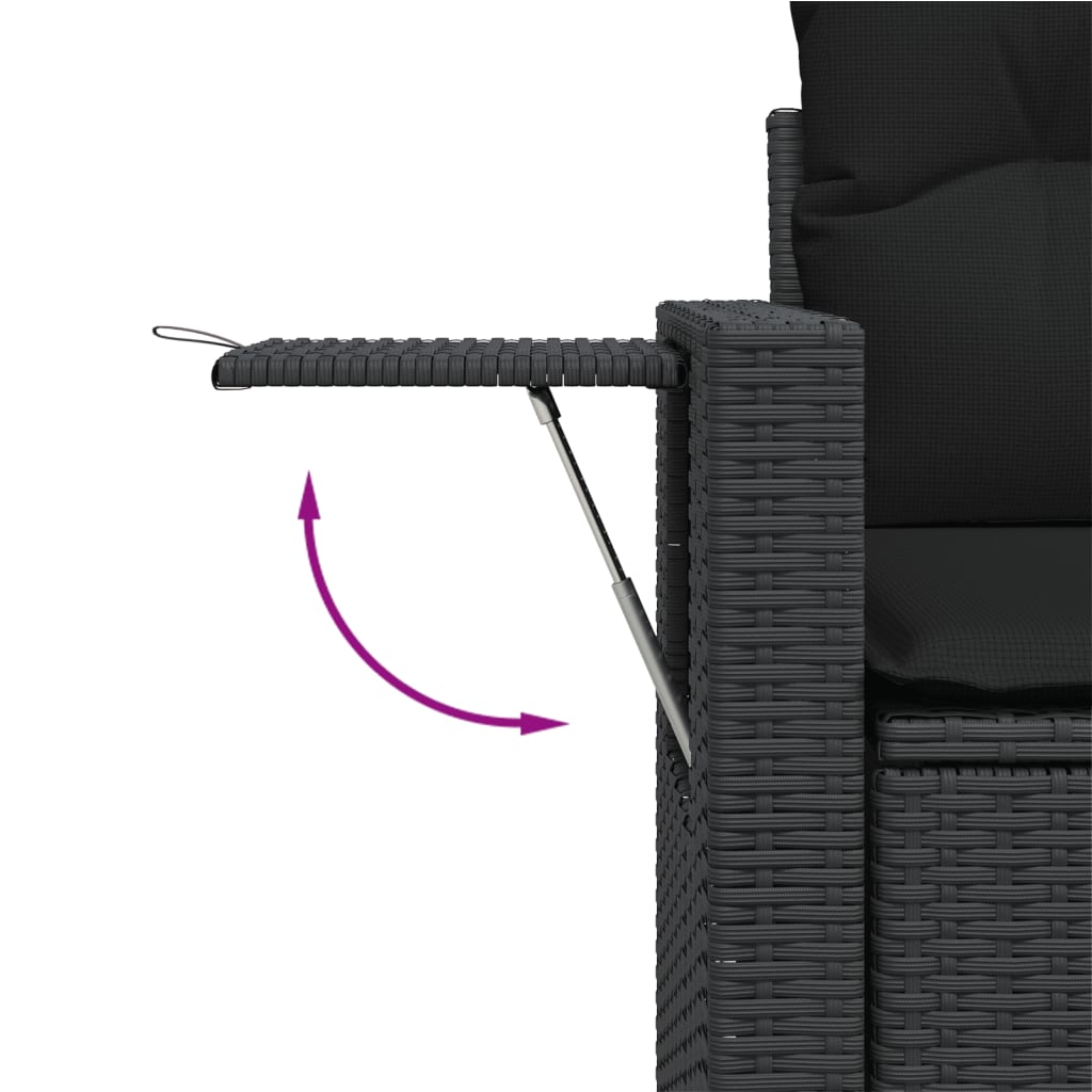 Set Divani da Giardino 10pz con Cuscini in Polyrattan Nero