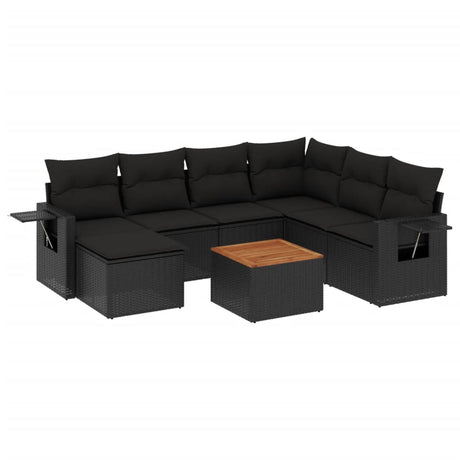 Set Divani da Giardino con Cuscini 8 pz Nero in Polyrattan