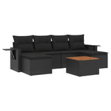 Set Divani da Giardino con Cuscini 7pz Nero Polyrattan