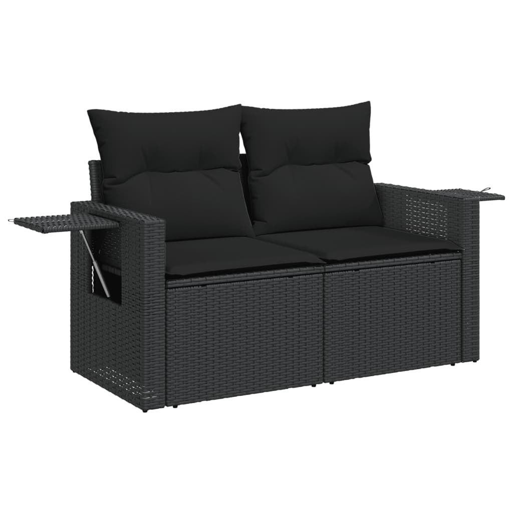 Set Divani da Giardino con Cuscini 8 pz Nero in Polyrattan