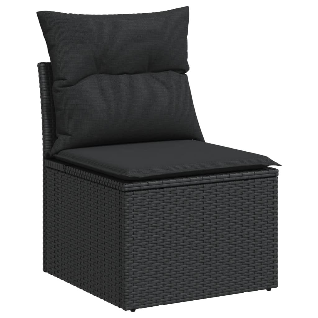 Set Divani da Giardino 11 pz con Cuscini in Polyrattan Nero