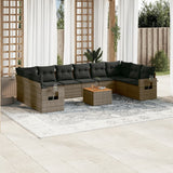 Set Divani da Giardino 11 pz con Cuscini in Polyrattan Grigio