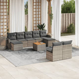 Set Divano da Giardino 10 pz con Cuscini Grigio in Polyrattan