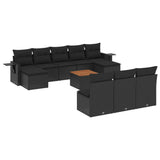 Set Divani da Giardino 11 pz con Cuscini in Polyrattan Nero