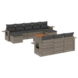 Set Divani da Giardino 11 pz con Cuscini in Polyrattan Grigio