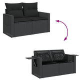 Set Divani da Giardino 12 pz con Cuscini Nero in Polyrattan