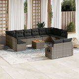 Set Divani da Giardino 13 pz con Cuscini Grigio in Polyrattan