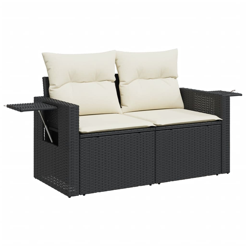 Set Divani da Giardino 12 pz con Cuscini Nero in Polyrattan