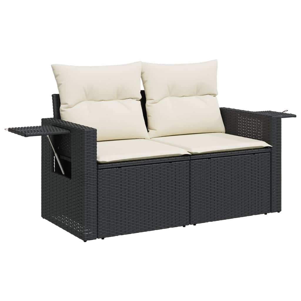 Set Divani da Giardino 13pz con Cuscini Nero in Polyrattan