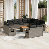 Set Divani da Giardino 13 pz con Cuscini Grigio in Polyrattan