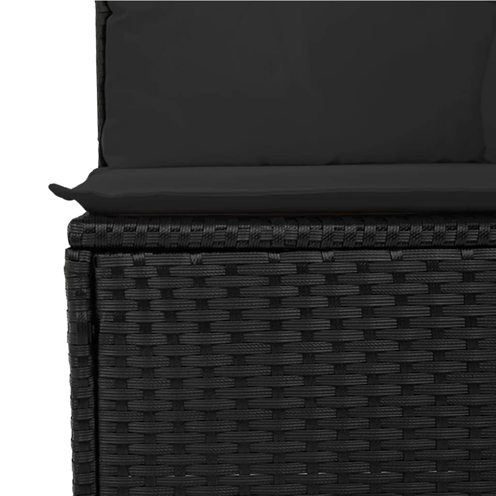 Set Divani da Giardino 10pz con Cuscini in Polyrattan Nero