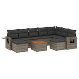 Set Divano da Giardino 10 pz con Cuscini Grigio in Polyrattan