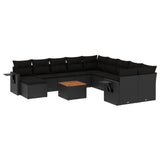 Set Divani da Giardino 12 pz con Cuscini Nero in Polyrattan