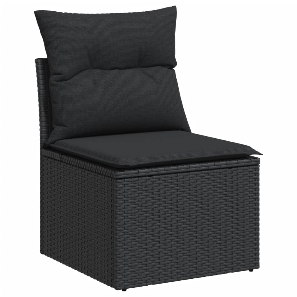 Set Divani da Giardino 13pz con Cuscini Nero in Polyrattan