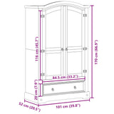 Armadio Corona 101x52x170 cm in Legno Massello di Pino